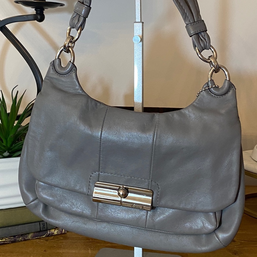 Vintage Coach Kristin Handbag - Gray Leather Shoulder Style - Picture 2 of 13